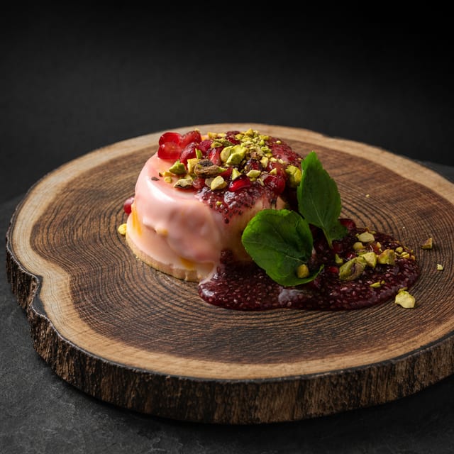Saffron & Rose Panna Cotta (G).
